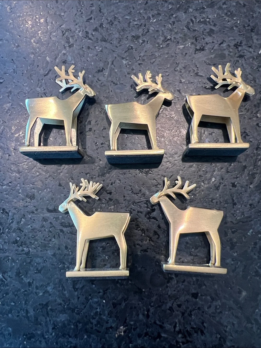 Pottery Barn Brass Reindeer Napkin Rings - Gold Finish
